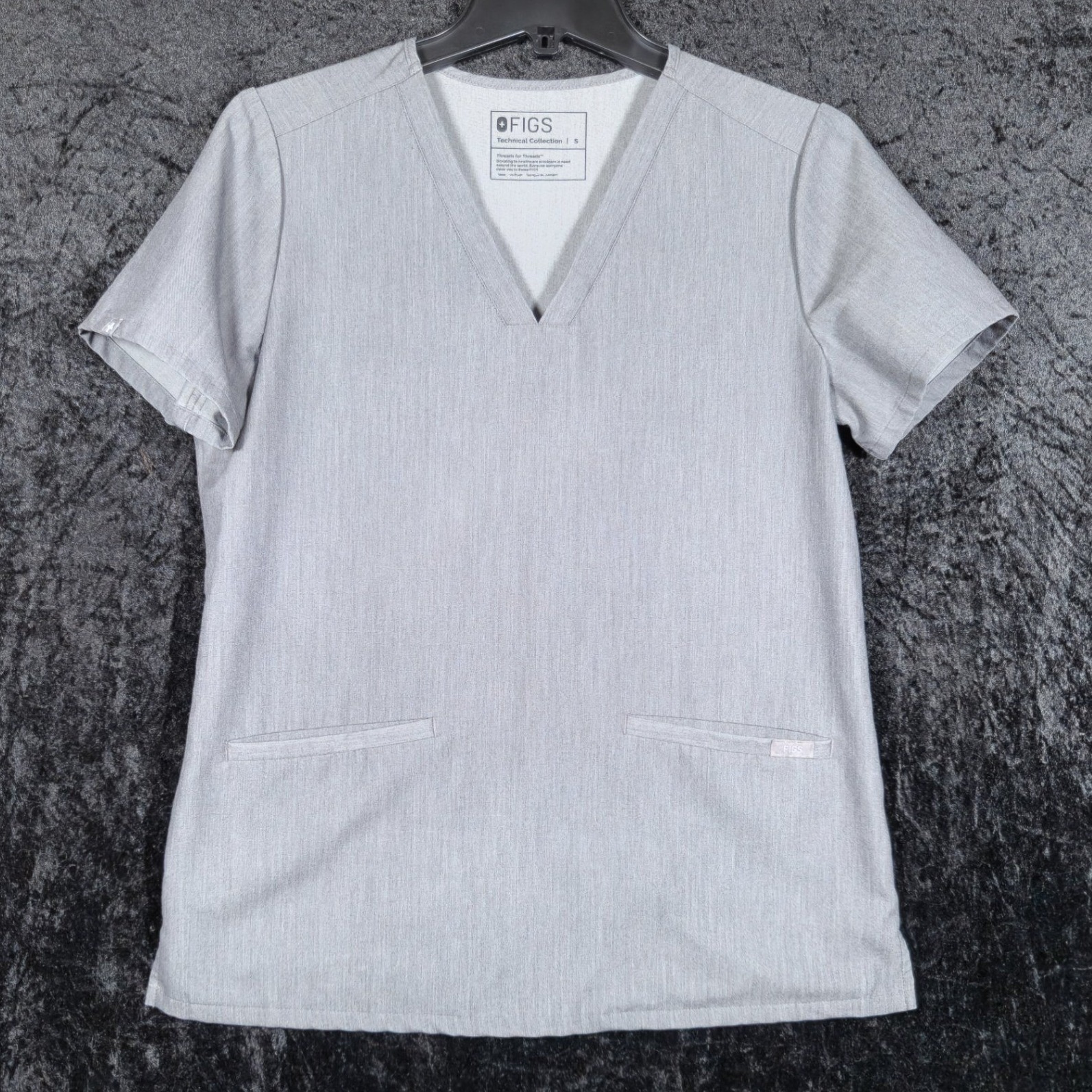 Figs Technical Collection V-Neck Scrub Top Heather Grey Fw1100 Womens Small